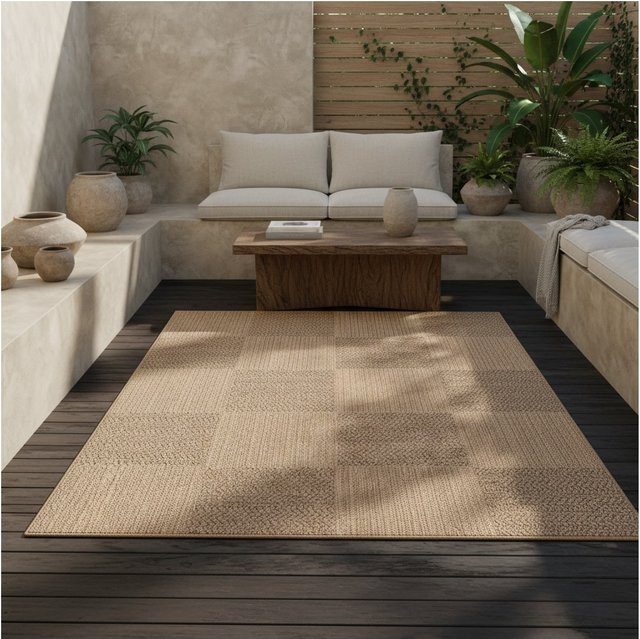 Outdoorteppich ARLBERG von Kadima Design im Patchwork-Stil, Beige, B: 160 cm, T: 230 cm - Bild 1