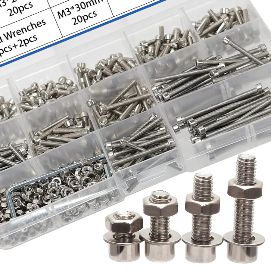 MIVM 440 Stück M3 Edelstahl Innensechskantschrauben und Muttern Set in Silber - Bild 2