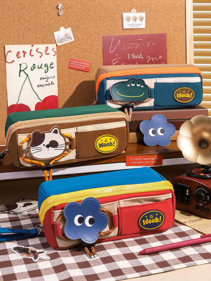 SQUMIDER Federmäppchen aus Canvas im Retro-Design mit großem Fassungsvermögen, grün und mehrfarbig - Bild 6