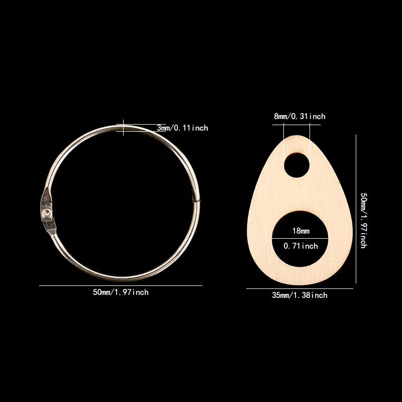 100 Stück Holz-Spulen in Tropfenform zur Organisation von Kreuzstichfäden und Nähgarn mit Zahnseide-Ring für dein DIY-Projekt - Bild 2