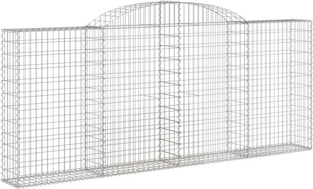 vidaXL Gabionen mit Hochbogen Set aus verzinktem Eisen, Farbe: Silber, 2 Stück, B/T/H: 300 x 30 x 120/140 cm - Bild 1