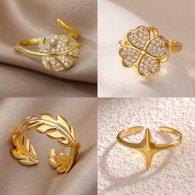 HPTOTMG Ring, Zirkonia, Gold, Damen, Vintage - Bild 1