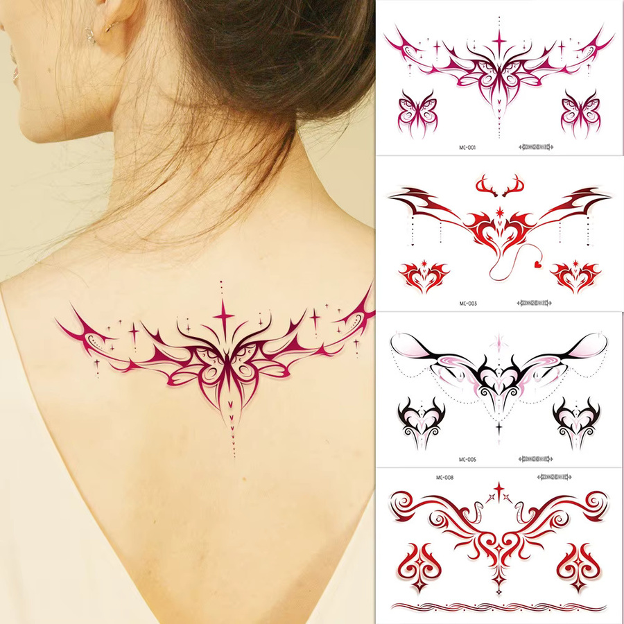 ROCOOART Temporäre Bauch-Tattoos, Damen, Herz- und Schmetterlings-Designs - Bild 2