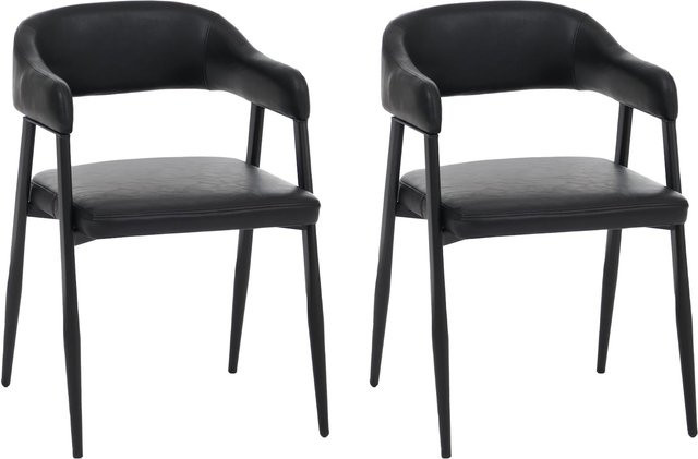 2er-Set MCW Esszimmerstühle P29 im Industrial Retro Design aus Kunstleder in Schwarz - Bild 1