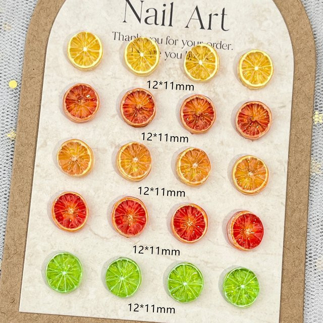 NAILFYOU Nagelcharms Früchte Orangen-Zitronen, 20 Stück, Glänzend - Bild 1