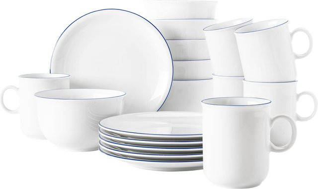 Seltmann Weiden Frühstücks-Set Compact Blaurand aus Porzellan, 18er Set, Weiß-Blau - Bild 1