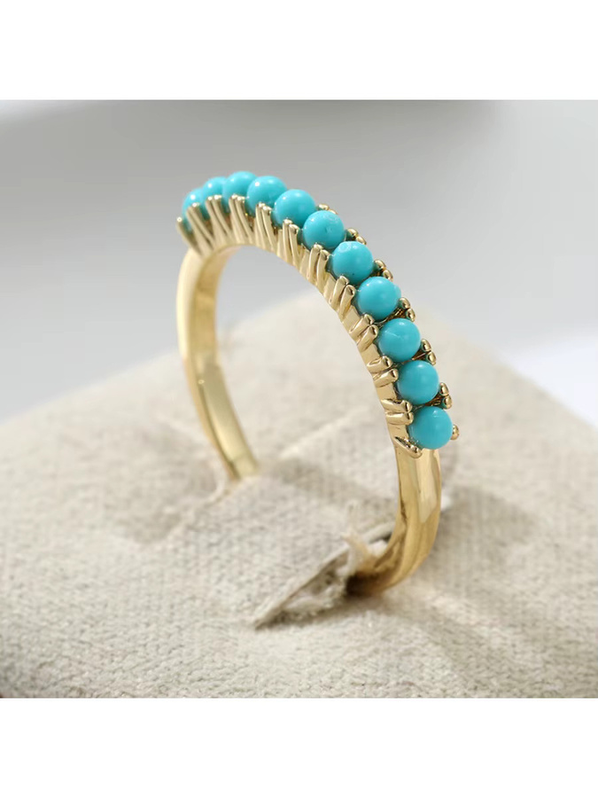 YoYo Fingerring, synthetischer Türkis, Messing, Gold, Damen - Bild 1