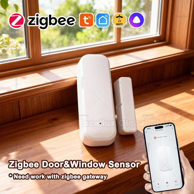 Tuya Zigbee Tür- und Fenstersensor in Weiß zur drahtlosen Überwachung via App und Z2MQTT - Bild 1