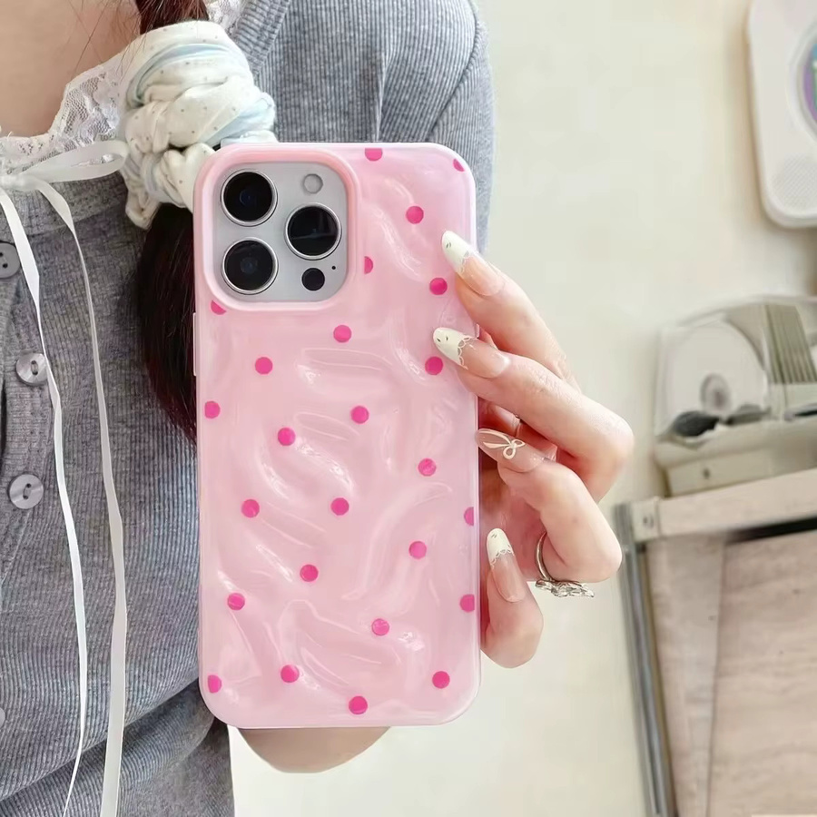 Potdemiel Polka-Dot Handyhülle mit 3D Unregelmäßigen Falten und Meteoriten-Design für iPhone 17 16 15 14 Plus 13 12 Air Pro Max, Stoßfest und Glänzend - Bild 2