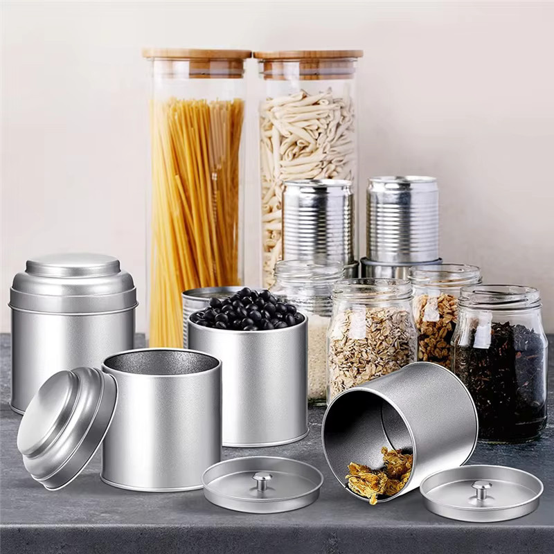 12er Set runde Teedosen aus Metall mit luftdichtem Doppeldeckel, silber, 236 ml pro Dose - Bild 2