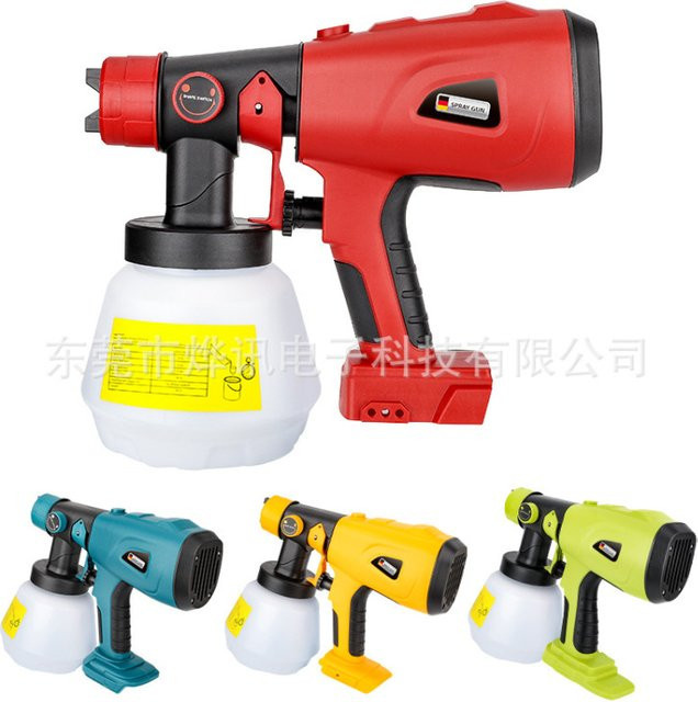 Akku-Farbspritzgerät Gelb kompatibel mit DeWalt und Ryobi 20V Max mit 1000ml Behälter - Bild 1