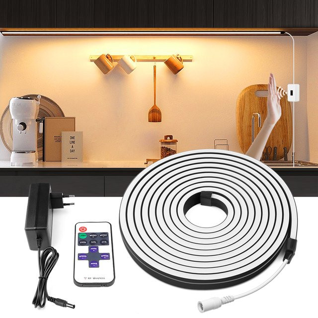 Gyarfas Neon LED Streifen Licht Schwarz DC24V Wasserdicht mit Fernbedienung für Akzentbeleuchtung in Küche und Schrank - Bild 1