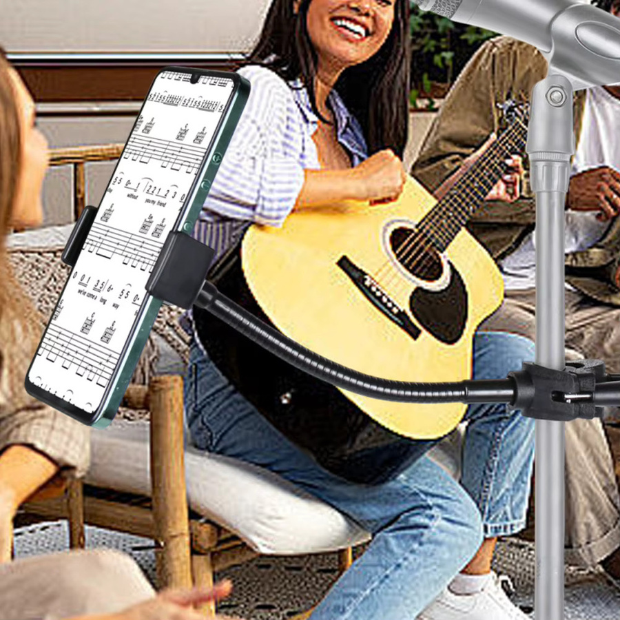 ALLOYSEED Flexible Telefonunterstützung und Mikrofonständer in Schwarz als verstellbarer Mehrzweck-Handyhalter für Musik und Trommeln - Bild 4