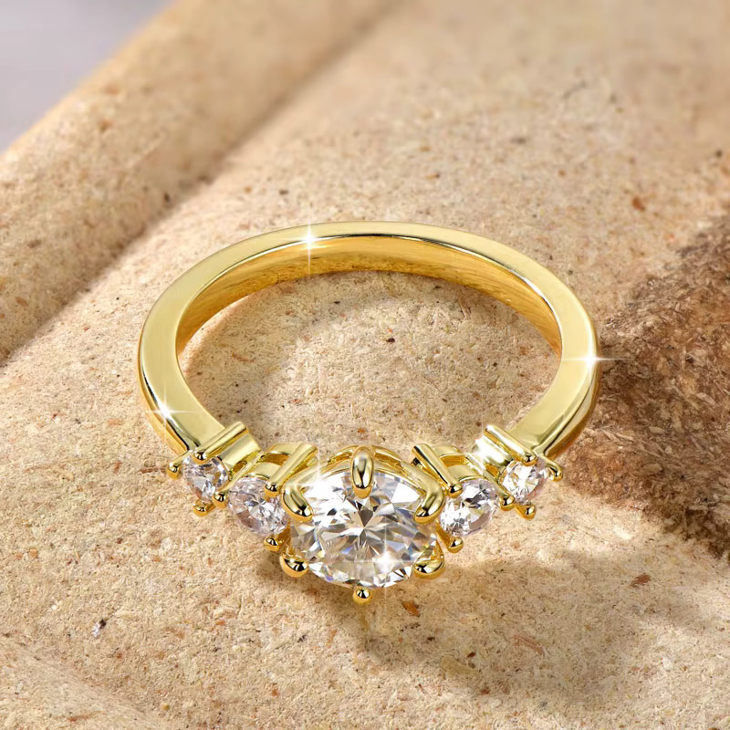 IOGOU Verlobungsring, 14K Gold Filled, Moissanit, Damen - Bild 1
