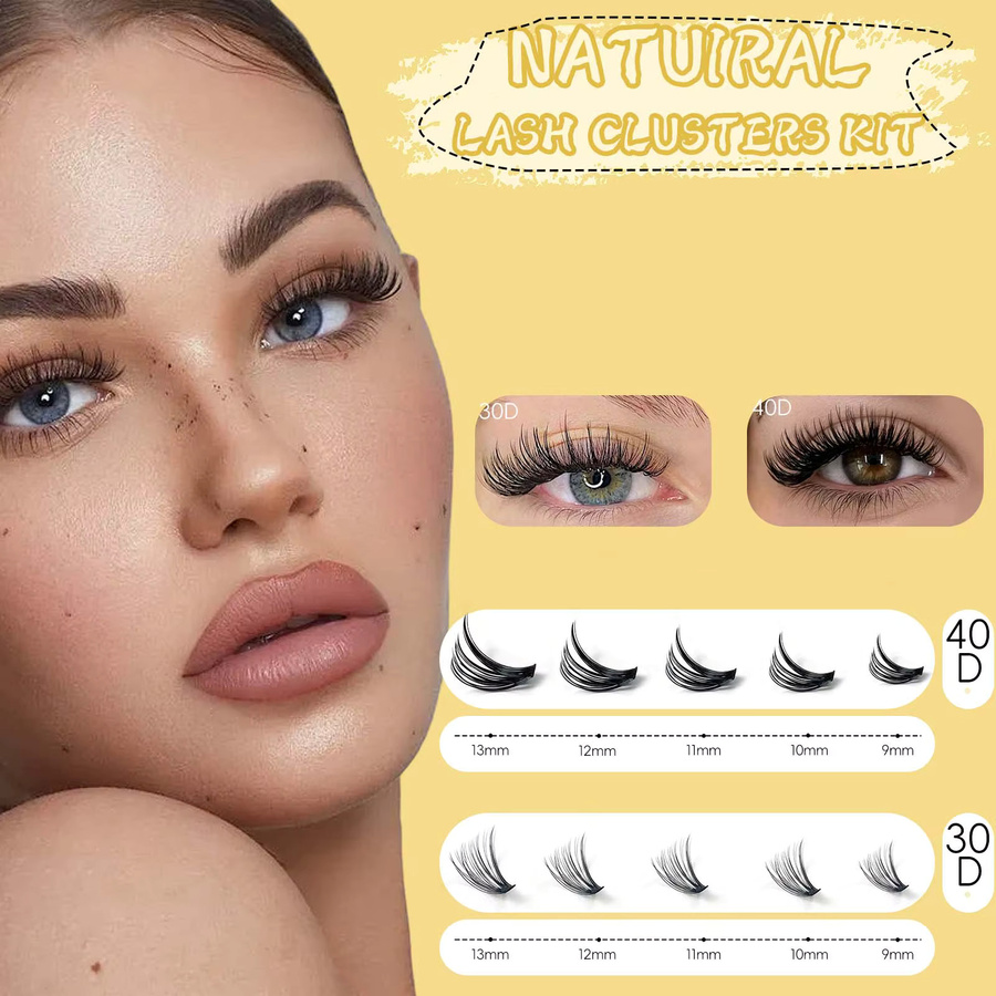 zhonghuirong 3D-Falsche Wimpern, 400 Cluster, Unisex - Bild 2