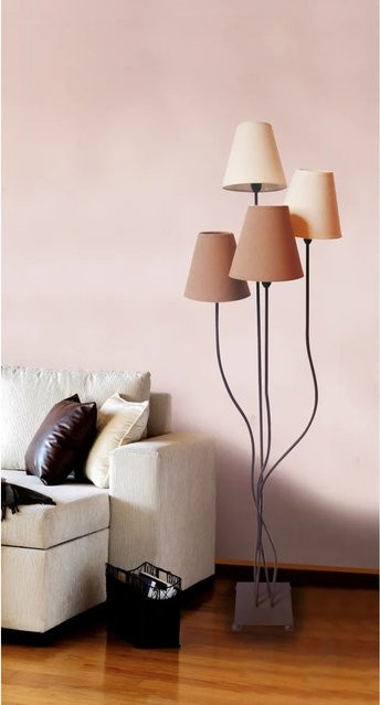 Näve Stehleuchte Boho 4-flammig Beige-Braun aus Metall und Textil B/H/T: 34 x 138 x 43 cm - Bild 1
