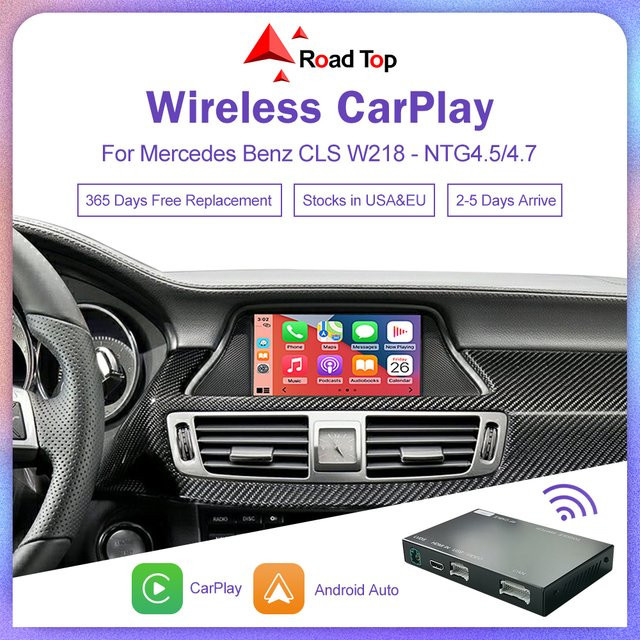 Road Top Kabelloses CarPlay Interface für Mercedes Benz CLS W218 2012-2015 mit Android Auto, Mirror Link, Airplay und Bluetooth in Schwarz - Bild 1