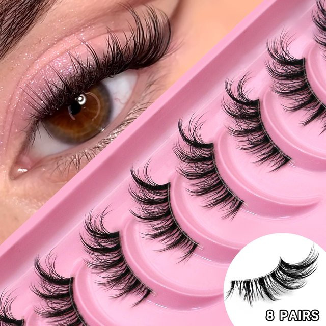 LASVIREY Halbe Wimpern, 3D Faux Mink, Black, Unisex - Bild 1