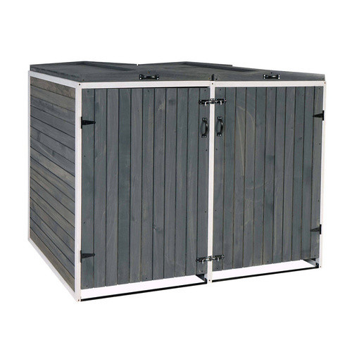 MVG Mülltonnenverkleidung MVG-H74 XL 2er/4er in Grau, Tannenholz gebeizt, B/H/T: 158 x 126 x 98 cm, erweiterbar - Bild 2