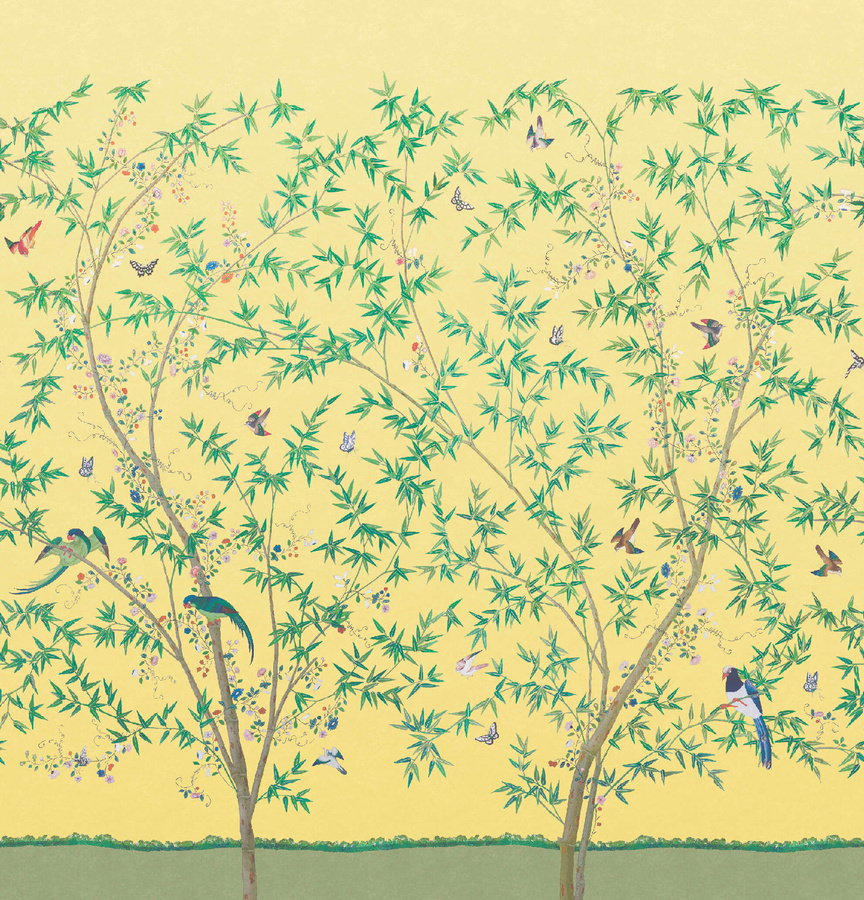 Little Greene Mural Belton Scenic Sunbeam Fototapete in Gelb mit Natur- und Blumenmotiven - Bild 2