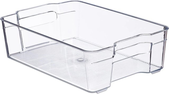 Relaxdays Kühlschrank Organizer aus transparentem PET-Kunststoff mit Griffen, B/T/H: 21,5 x 9 x 32 cm - Bild 1