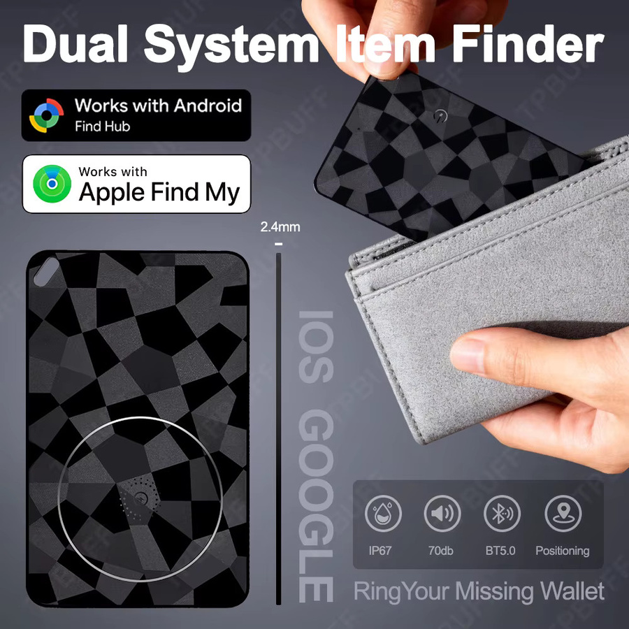 4er-Pack TPBUFF Smart Wallet Tracker Wiederaufladbarer Dual-System-Gegenstandfinder Kompatibel mit Google Find My sowie iOS und Android in Schwarz - Bild 5