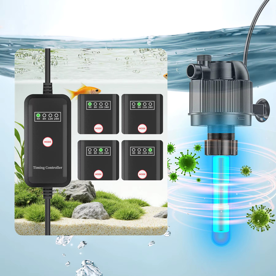 Forever Speed 5-in-1 Aquarium Innenfilter mit UVC Klärer in Schwarz, 3 Watt, 500L/h Durchfluss für 40-120L Aquarien - Bild 3