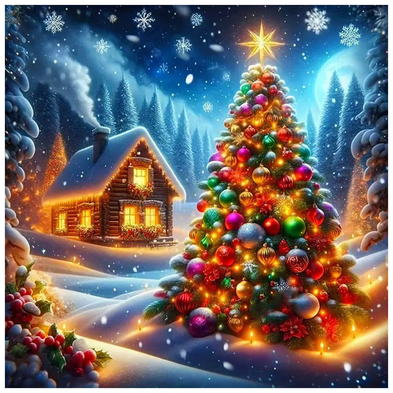 HUACAN DIY Diamantmalerei Set Weihnachten Winter Szene Multicolor, Leinwand 20 x 20 cm - Bild 5