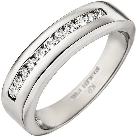 Colfem Ring Edelstahl, Silber, Zirkonia, Damen, Ringgröße 54 - Bild 1