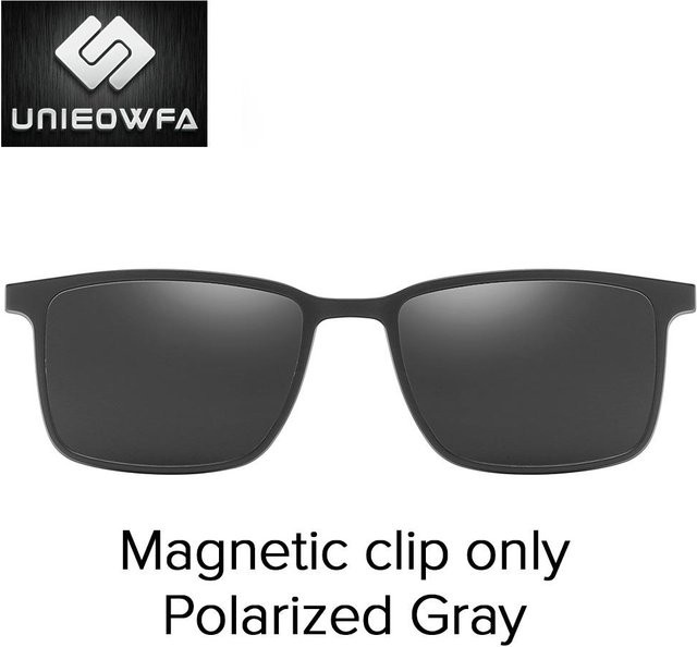 Bai Fen Bai Electronic 3C 2-in-1 Magnet Clip-On Brille, Herren, Vollrand, Kunststoff, grau, rechteckig - Bild 1