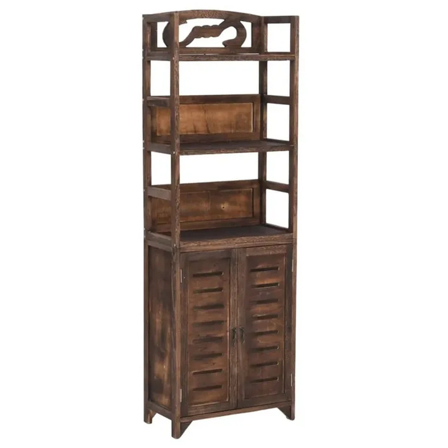 vidaXL Vitrine aus Massivholz Paulownia in Dunkelbraun, B/T/H: 46 x 24 x 140 cm - Bild 2