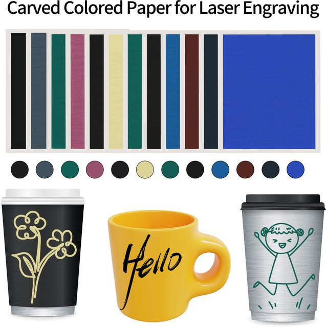 Toaiot Gravur Markierung Papier für Laser Gravierer und Schneidemaschinen, Mehrfarbig, Grün - Bild 1