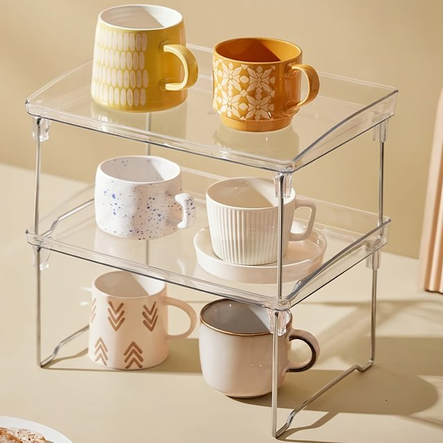 Faltbarer und stapelbarer Desktop-Organizer aus transparentem Acryl für Kosmetik und Kleinteile - Bild 1