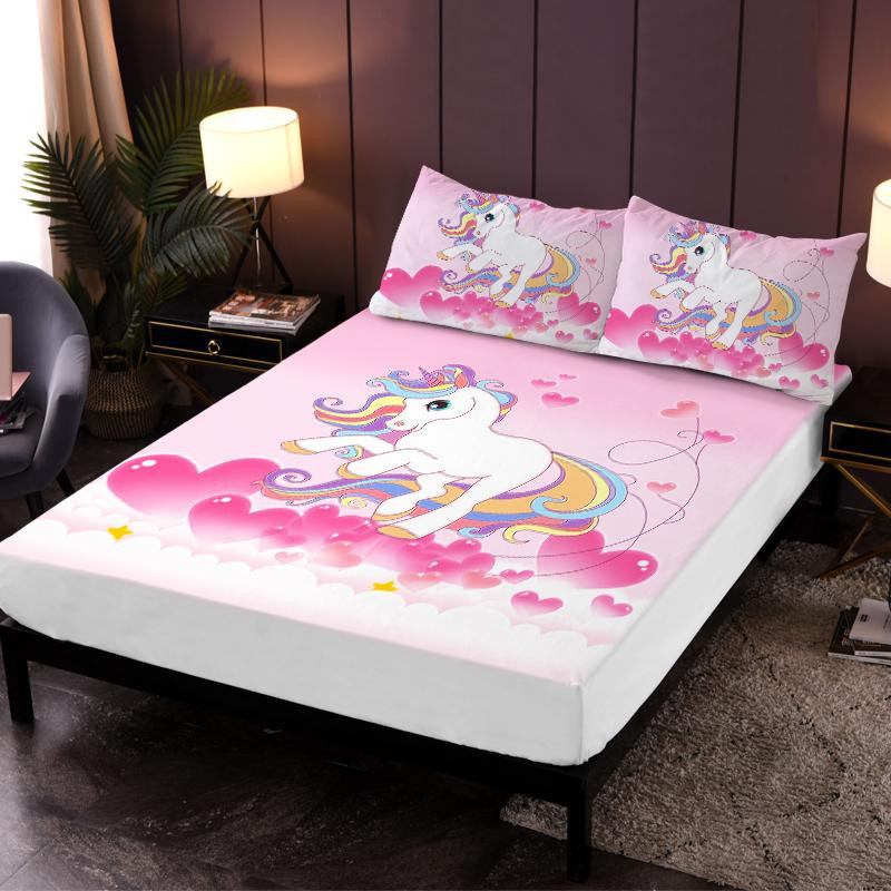 JMG Household Supplies 3-teiliges Bettwäsche-Set Love Einhorn in Puder Pink, bestehend aus 1 Bettbezug und 2 Kissenbezügen, Material 100% Polyester, B/H: 100 x 200 cm - Bild 3