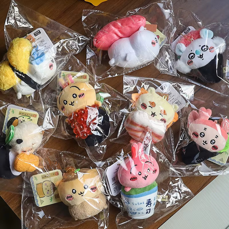 Bandai Sushi-Serie Jiyi Anhänger Plüschpuppen Momonga Hachiware Usagi, Schlüsselanhänger - Bild 3