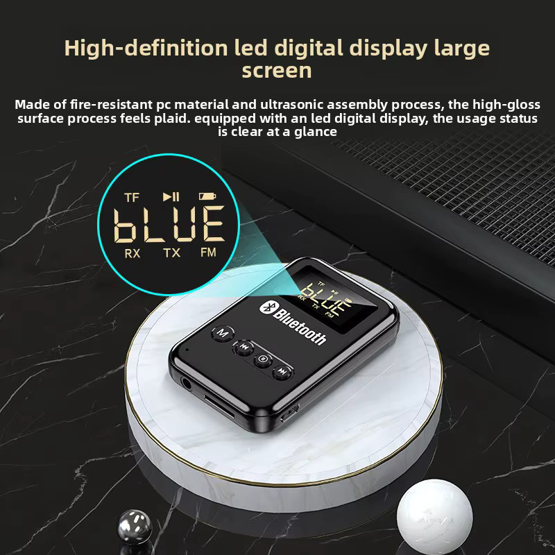 Jiansu Bluetooth 5.0 Audio-Sender und -Empfänger mit LCD-Display und 3,5-mm-AUX-Anschluss in Schwarz - Bild 4