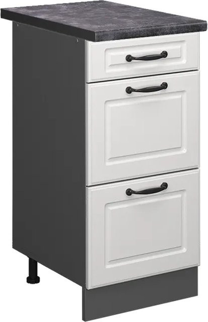 Vicco Küchenunterschrank R-Line Landhausstil in Weiß und Anthrazit mit Schubladen B/T/H: 40 x 60 x 81,6 cm - Bild 1