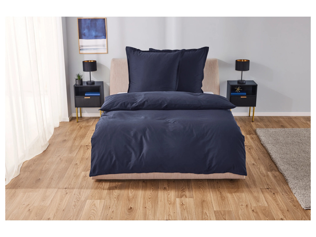 LIVARNO HOME Lyocell-Satin-Bettwäsche aus Lyocell Tencel und Baumwolle in Blau, B/H: 200 x 220 cm mit 2x Kissenbezug 80 x 80 cm - Bild 2