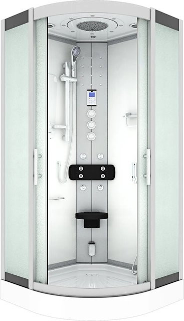 AcquaVapore Dampfdusche Duschtempel mit Regendusche, Handbrause, Körperdüsen, LED-Beleuchtung und Fußmassage, Weiß, B/T: 100 x 100 cm - Bild 1