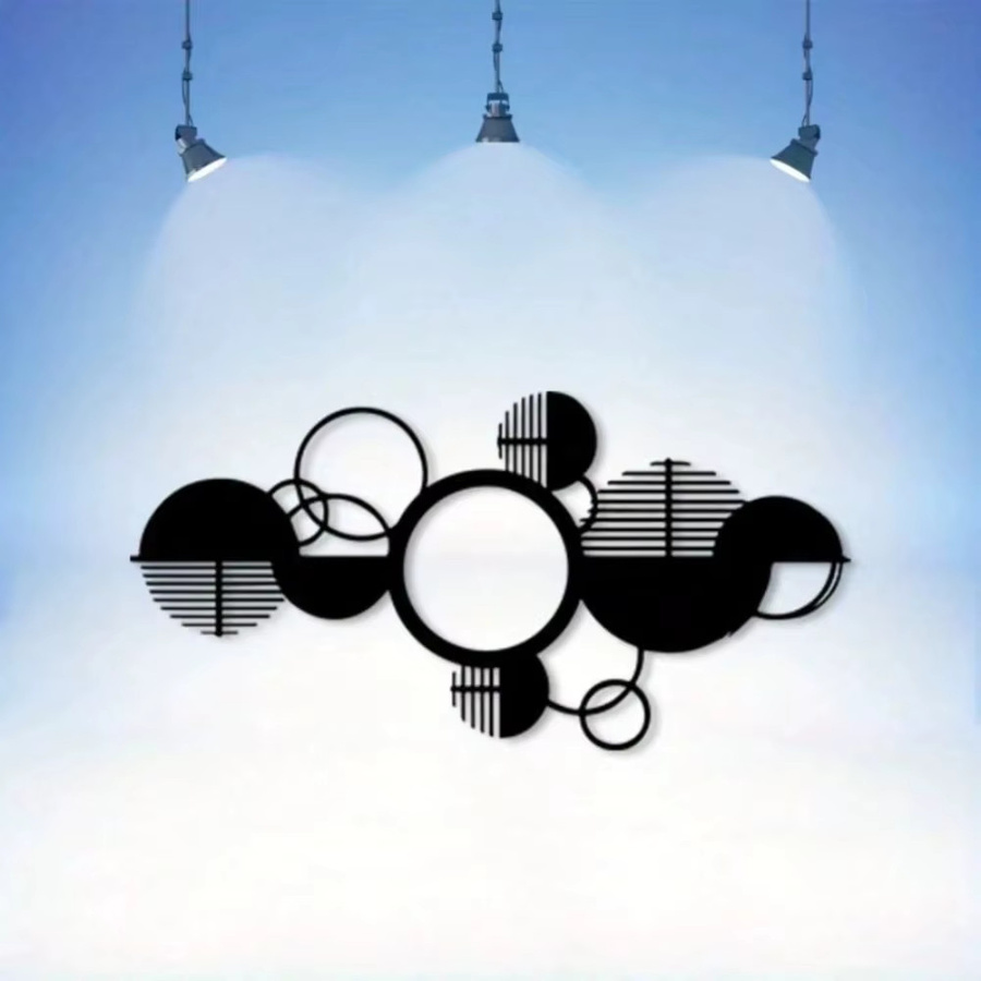 CIFBUY Moderne Abstrakte Metall-Wandkunst in Schwarz-Weiß, Geometrische Eisenkreis-Wanddekoration für Wohnzimmer und Büro - Bild 4