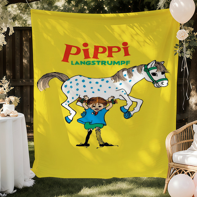Warner Bros. Pippi Langstrumpf Kunstdruck Flagge für Kinderzimmer und Wohnzimmer, Mehrfarbig, B: 60,0 cm, H: 40,0 cm - Bild 1