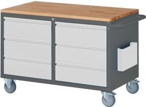STIER Montagewagen Premium in Grau mit 6 Schubladen, Arbeitsplatte aus Holz und Stahl, B/T/H: 114,5 x 65,0 x 79,5 cm - Bild 1