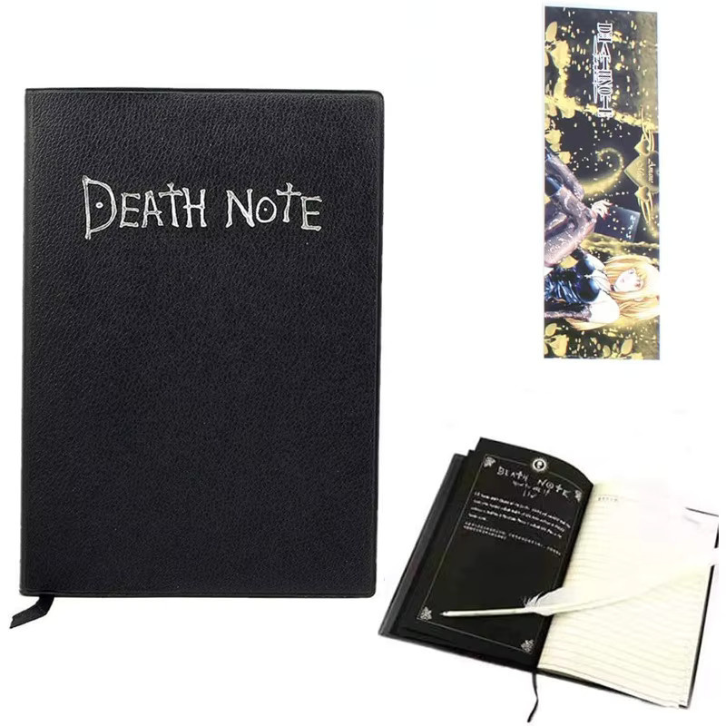 Death Note Anime Notizbuch mit Federstift in Schwarz aus Kunstleder mit Hardcover und linierten Seiten - Bild 4