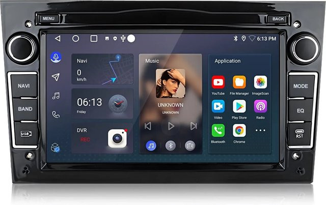 Junsun Autoradio mit Bluetooth und USB für Opel Corsa Astra Meriva, 2 GB RAM + 64 GB Speicher, 7 Zoll Display, Schwarz - Bild 1