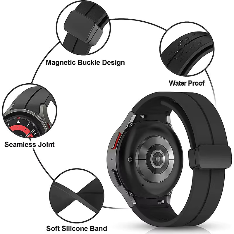 Uhrenarmband Silikon, Magnetverschluss, Schwarz, Unisex - Bild 2