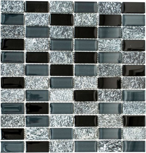 HuH Mosaik Mosaikfliese Nature Wandbelag in Steinoptik, grau und schwarz, Glas, B: 31 cm, H: 32,2 cm - Bild 1