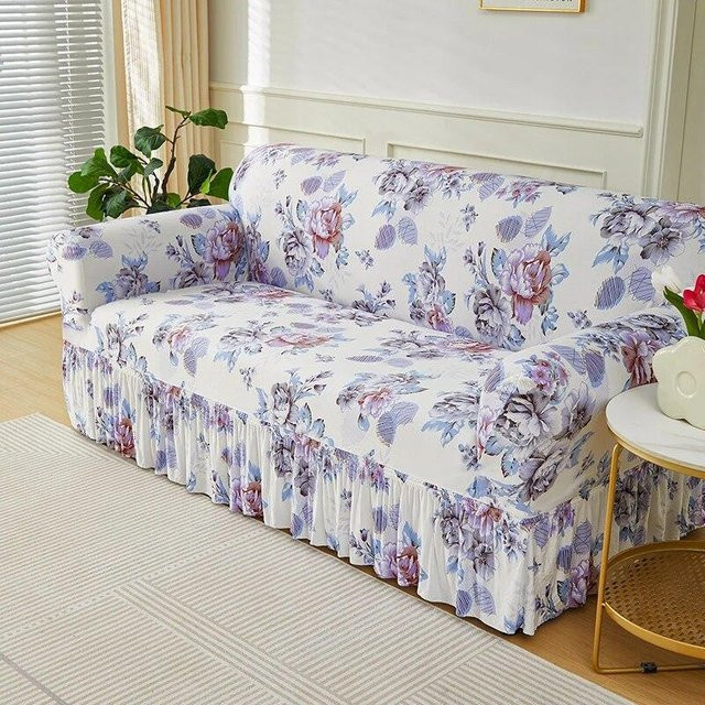 Elastischer L-förmiger Sofabezug von JMG Household Supplies mit floralem Muster in Multicolour, Möbelschutzbezug aus Polyester-Elastan für Ecksofas, Breite: 235-300 cm - Bild 1