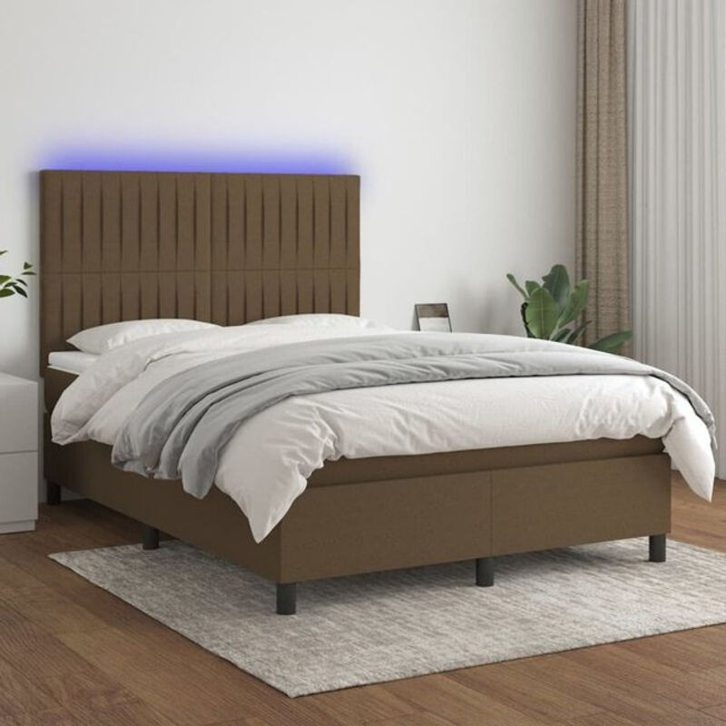 Vidaxl Boxspringbett mit Matratze in Braun aus Stoff und Holzwerkstoff B/T/H: 140 x 200 cm - Bild 1