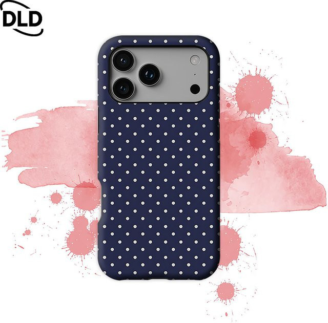 Potdemiel Handyhülle mit Polka-Dot-Muster in Marineblau für iPhone 17 16 15 14 13 Pro Max Plus mit Magnetfunktion und robustem Schutz - Bild 1