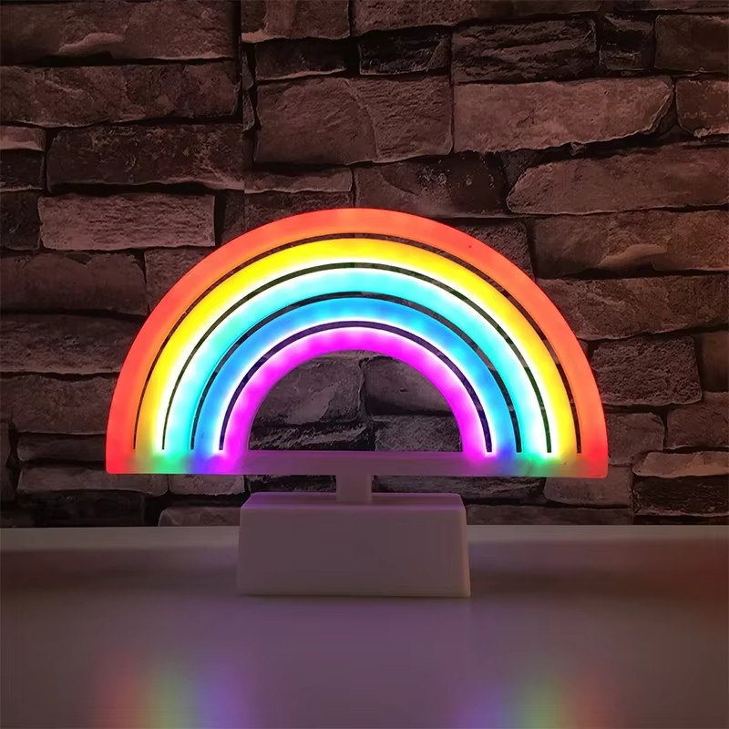 Regenbogen Neon LED Nachtlicht in Multicolour, batteriebetriebene Desktop Nachtlampe für Schlafzimmer und Kinderzimmer - Bild 2